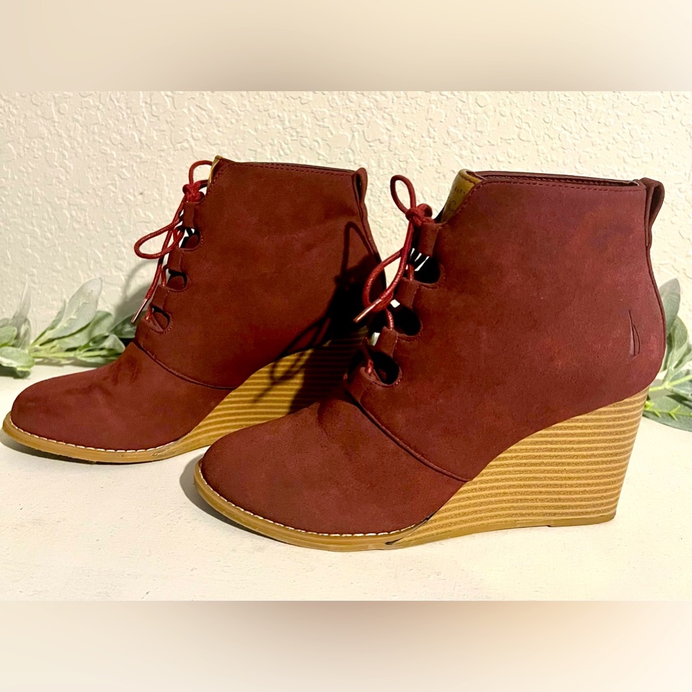 Nautica Lace Up Wedge Bootie